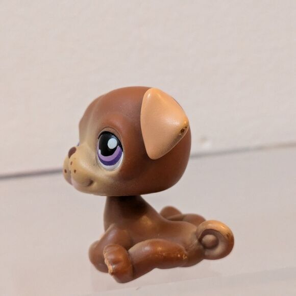 Littlest Pet Shop #133 Brown Pug Dog Purple Eyes LPS - Picture 2 of 7